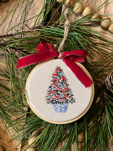 Embroidered Chinoiserie Christmas Tree Ornament