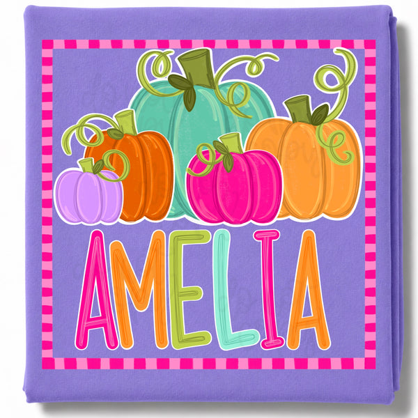 DIGITAL DOWNLOAD  | Pumpkins with Border (Blank) Girl