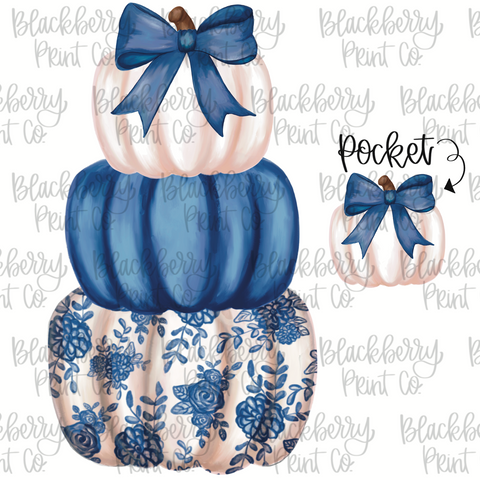 DIGITAL DOWNLOAD Blue Willow Pumpkin Stack