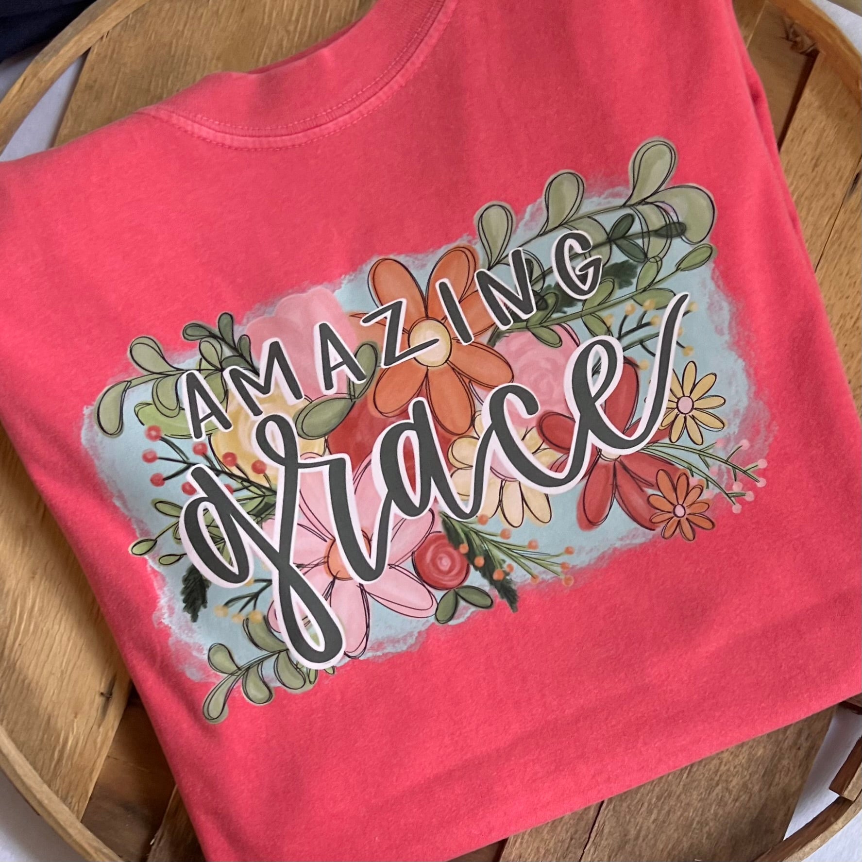 “Amazing Grace” Floral Comfort Color Short Sleeve Tee