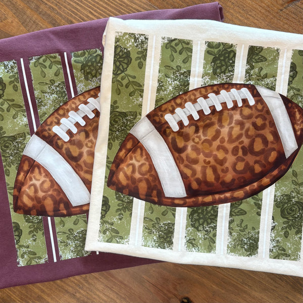DIGITAL DOWNLOAD  | Green Floral Stripe + Leopard Football