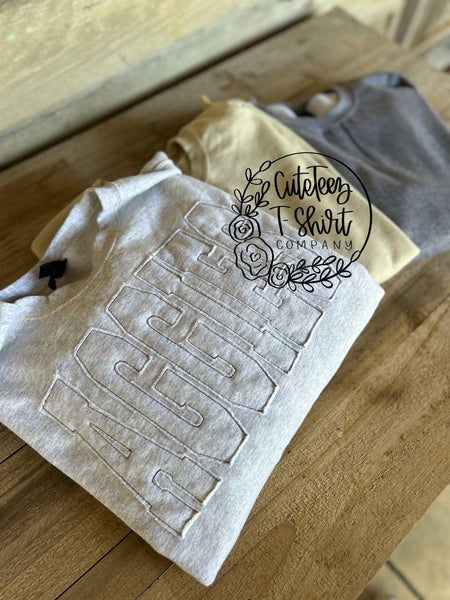 ADULT Sweatshirt Stitched Tone on Tone