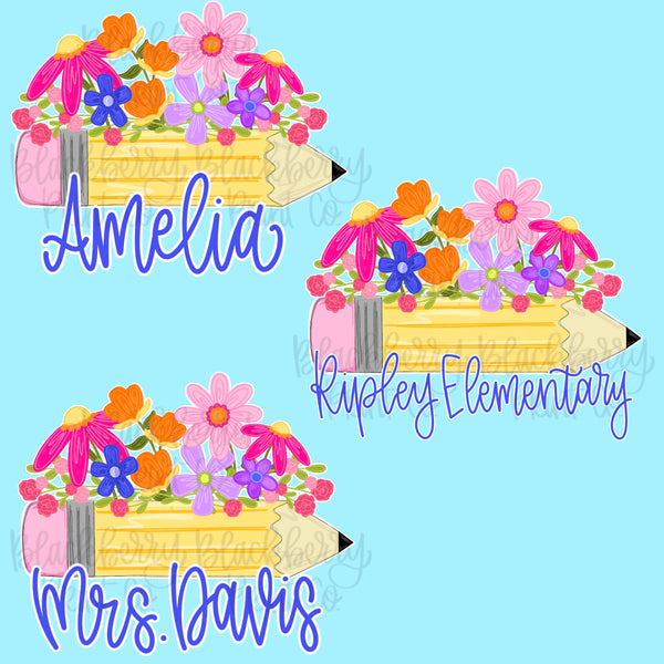 DIGITAL DOWNLOAD | Custom | Floral Pencil
