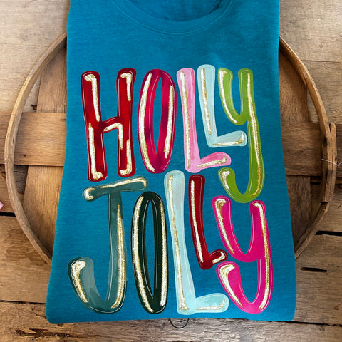 Holly Jolly Sweatshirt Adult Teal