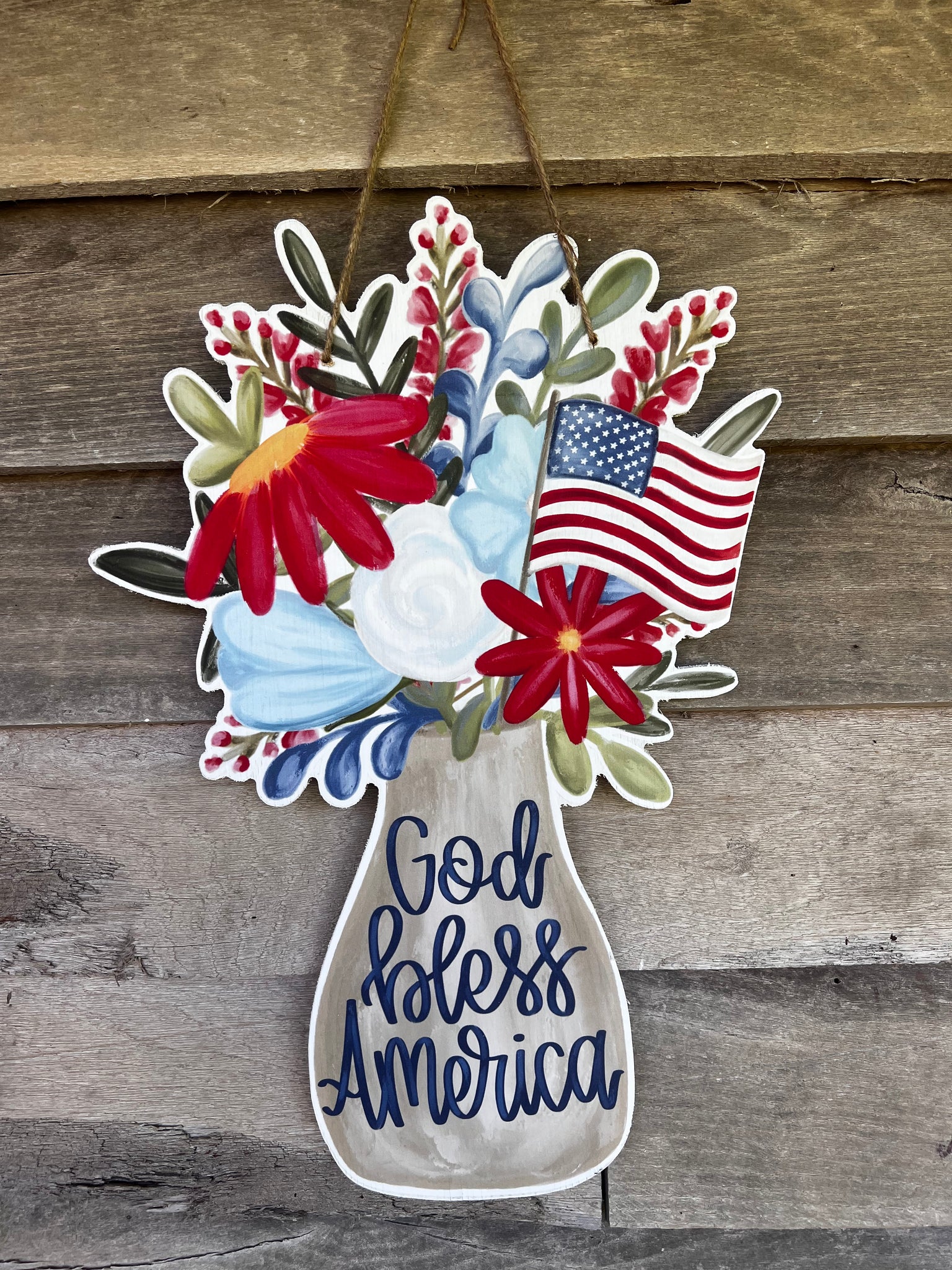 Patriotic Floral Door Hanger