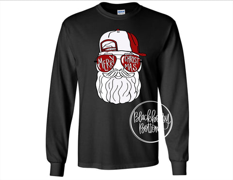 Santa with Sunglasses Long Sleeve Tee