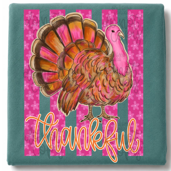 DIGITAL DOWNLOAD  | Thankful Turkey Pink Stripes