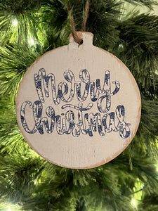 Merry Christmas Blue Willow Filled Ornament