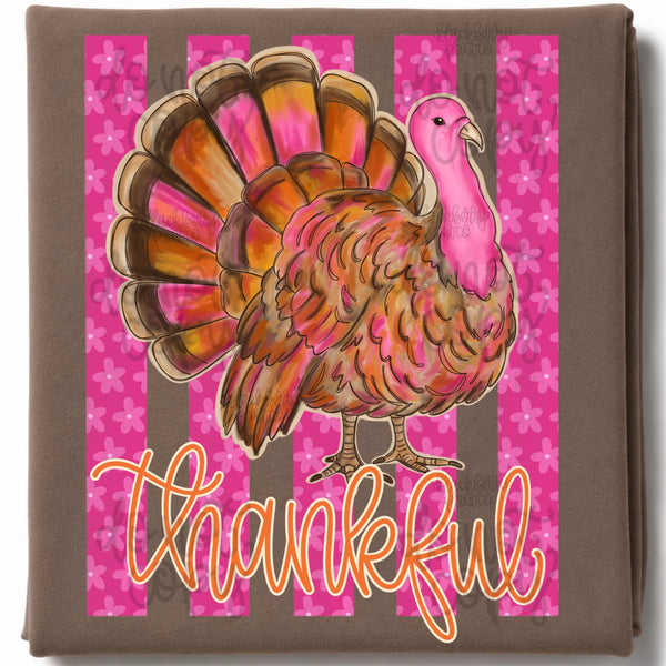 DIGITAL DOWNLOAD  | Thankful Turkey Pink Stripes