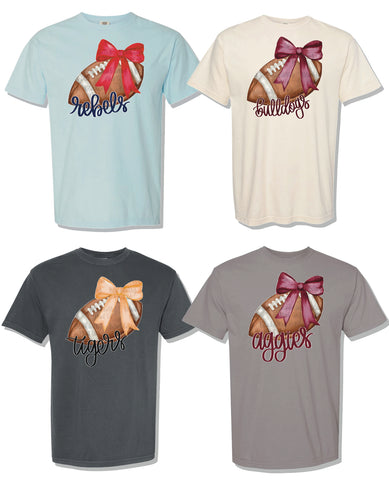 Football with Bow Comfort Color Tee