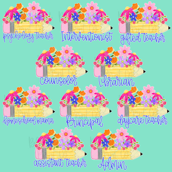 DIGITAL DOWNLOAD | BUNDLE Floral Pencil Educator