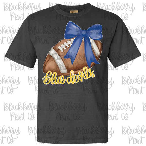 DIGITAL DOWNLOAD Football with Bow BLUE DEVILS