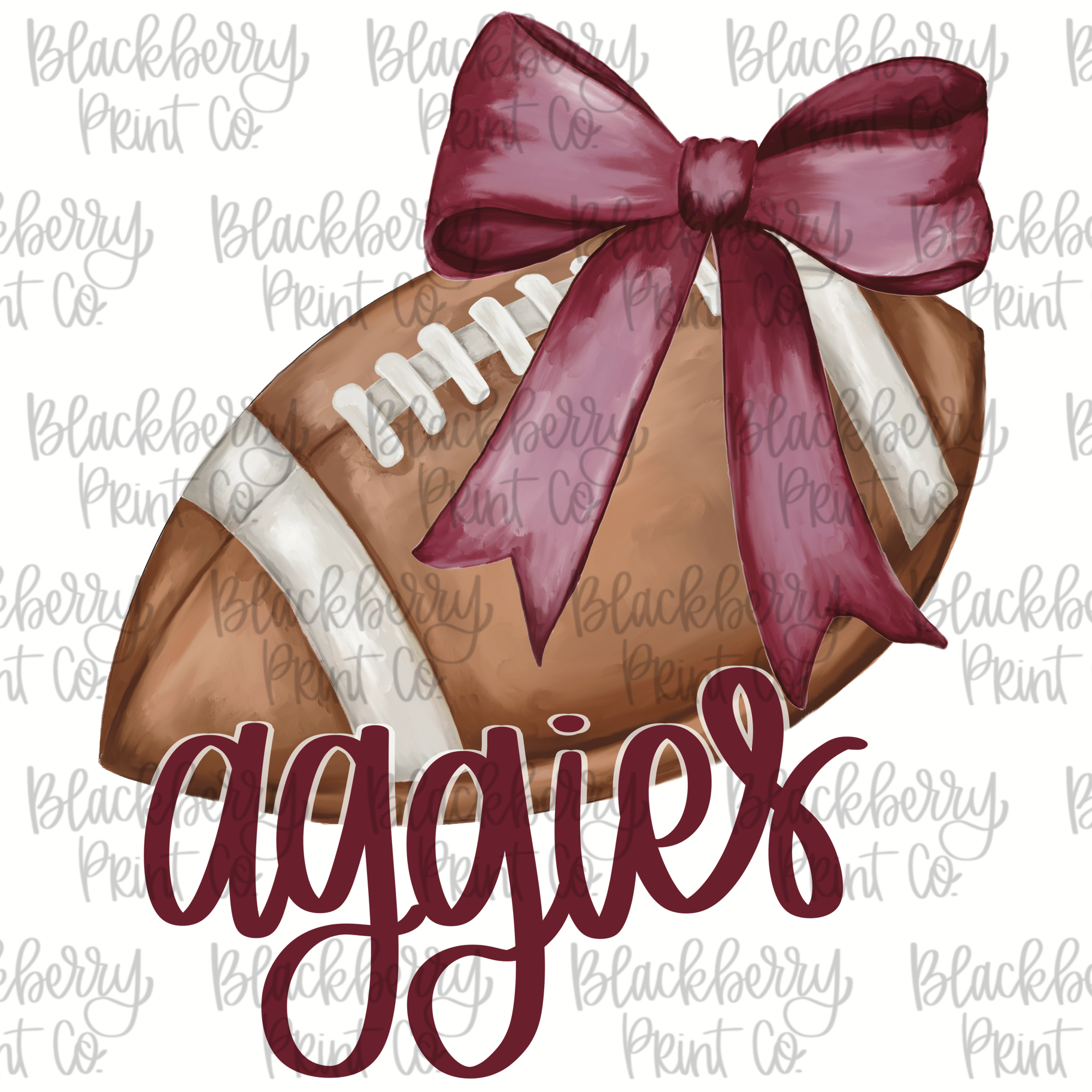 DIGITAL DOWNLOAD Football with Bow AGGIES
