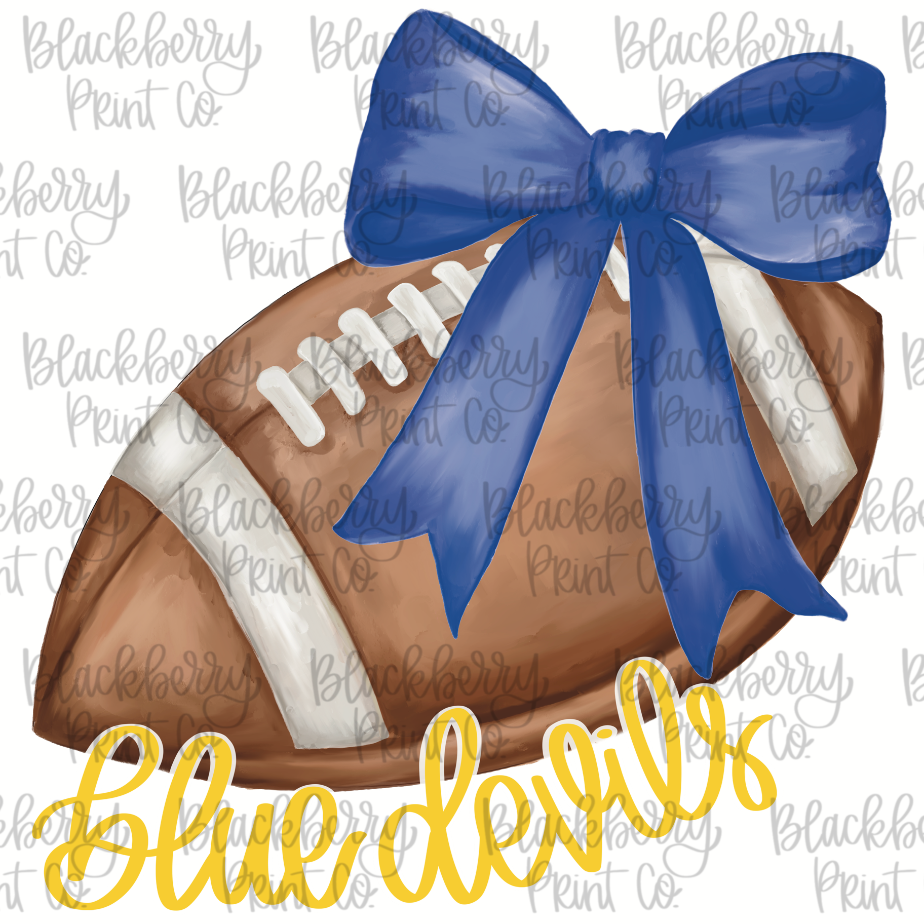 DIGITAL DOWNLOAD Football with Bow BLUE DEVILS