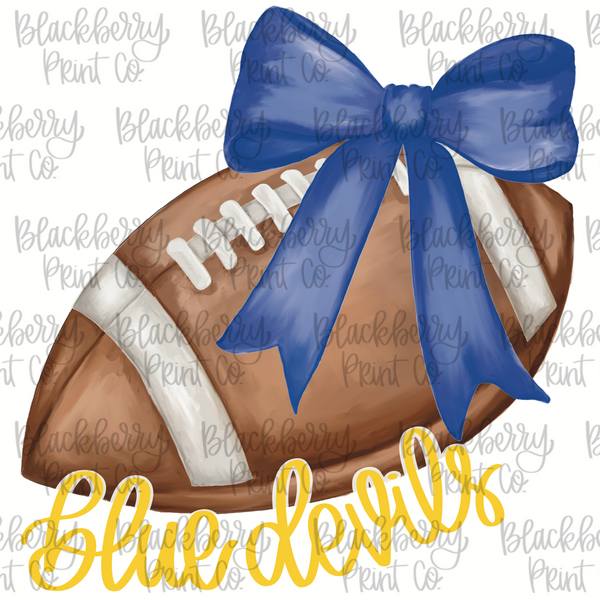DIGITAL DOWNLOAD Football with Bow BLUE DEVILS