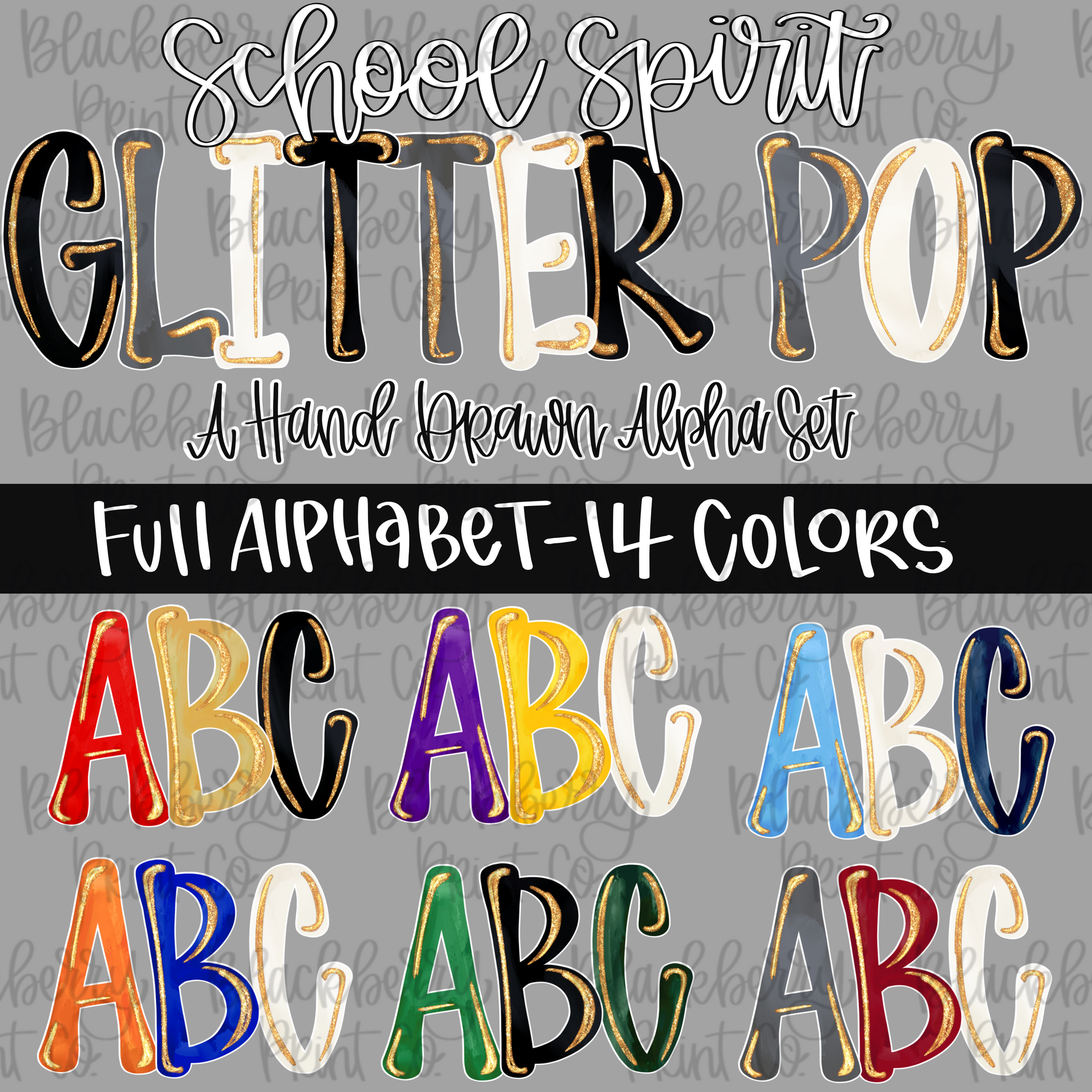 DIGITAL DOWNLOAD "School Spirit Glitter Pop" Alpha Set
