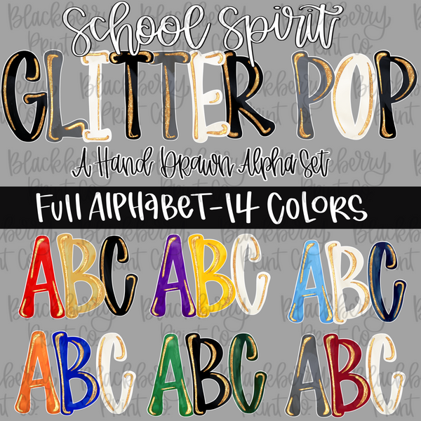 DIGITAL DOWNLOAD "School Spirit Glitter Pop" Alpha Set