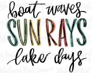 DTF Transfer Boat Waves Sun Rays Lake Days