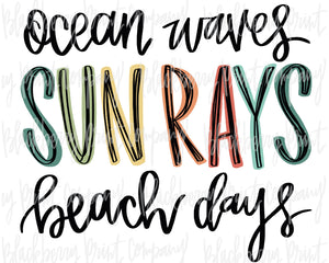 DTF Transfer Ocean Waves Sun Rays Beach Days