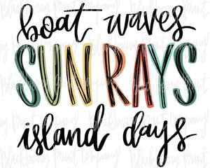 DTF Transfer Sun Rays Island Days