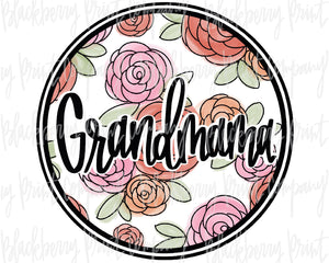 DTF Transfer Floral Grandmama Circle
