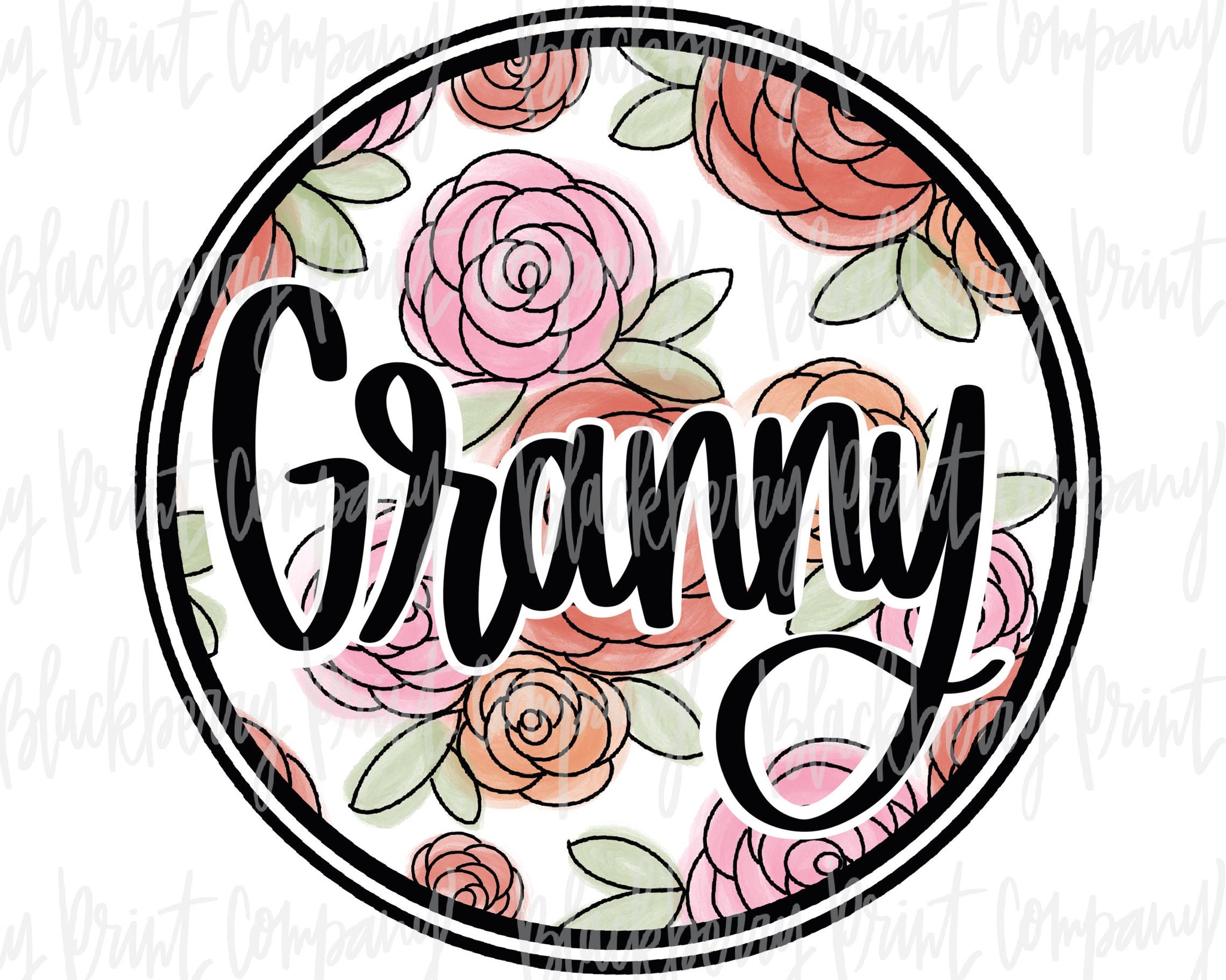 DTF Transfer Granny Floral Circle