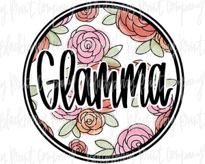 DTF Transfer Glamma Floral Circle Watercolor