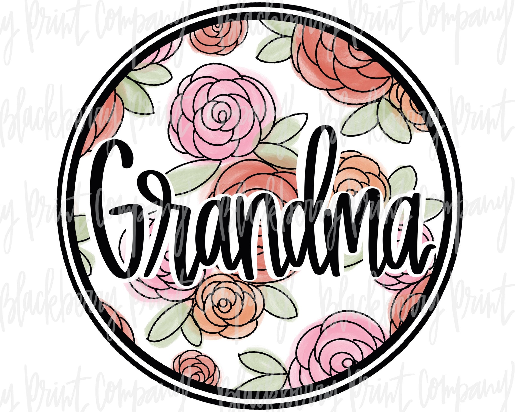 DTF Transfer Grandma Floral Circle