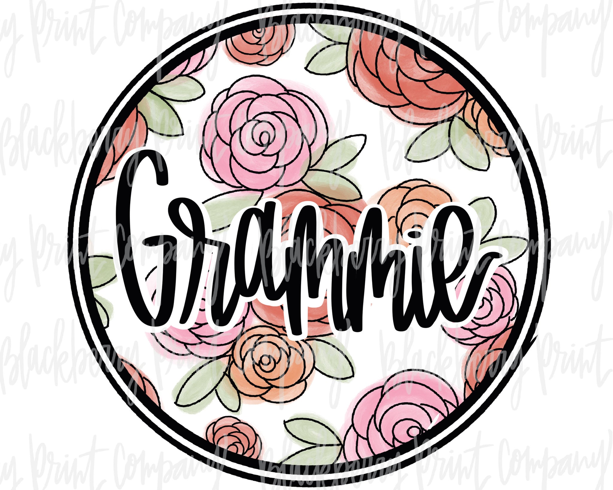 DTF Transfer ¸Grammie Floral Circle
