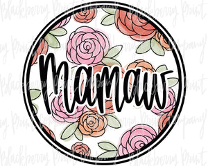 DTF Transfer Mamaw Floral Watercolor