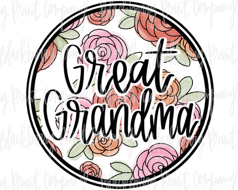 DTF Transfer Great Grandma Floral Watercolor