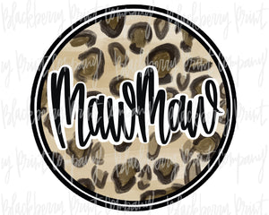 DTF Transfer Leopard MawMaw Circle