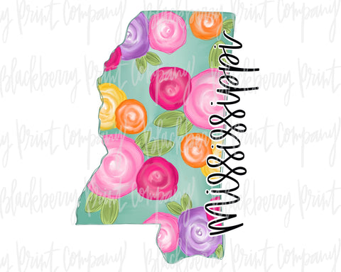 DTF Transfer Mississippi Floral State