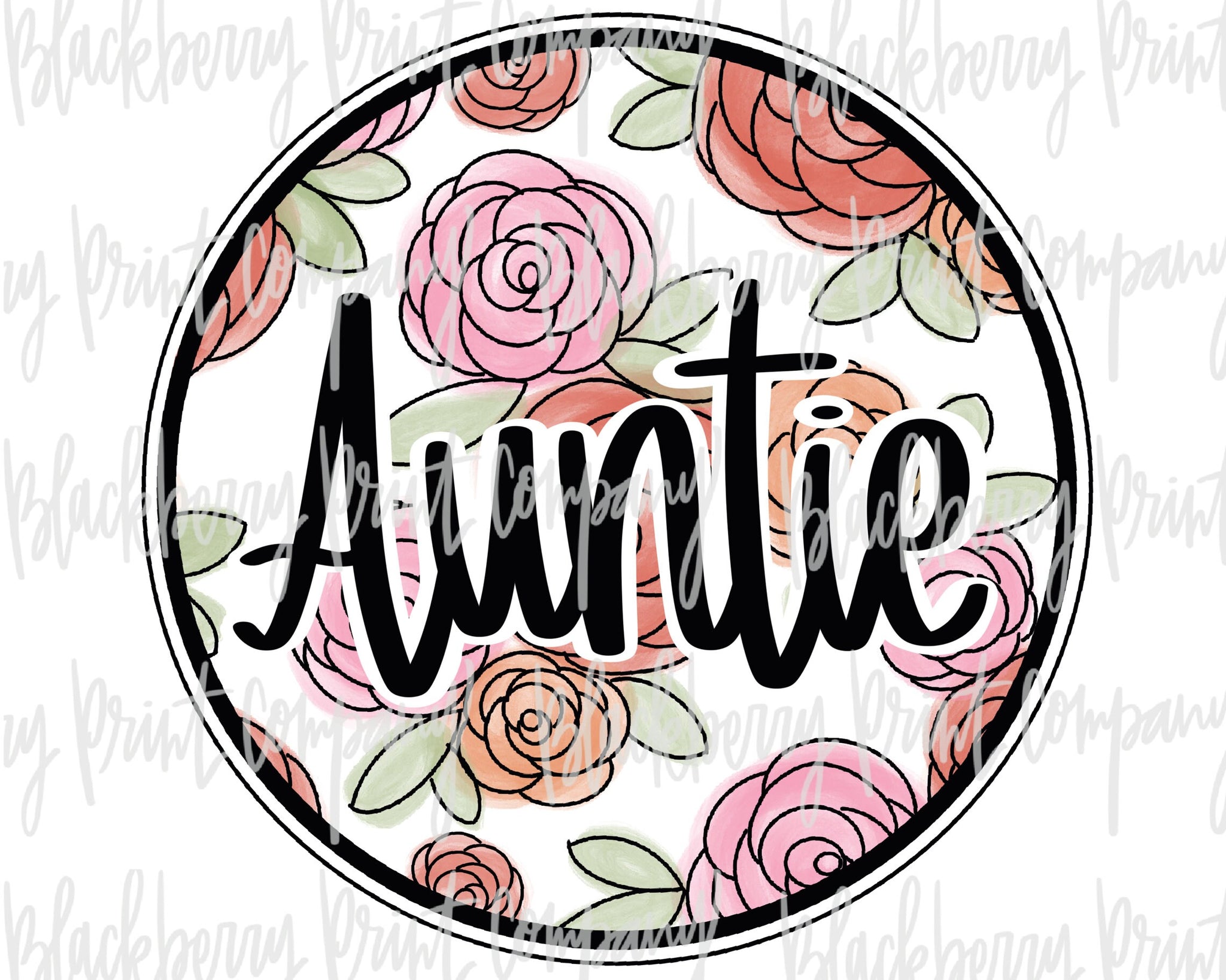 DTF Transfer Auntie Floral Watercolor