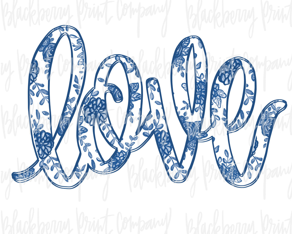 DTF Transfer Love Blue Chinoiserie – Blackberry Bottom & CuteTeez