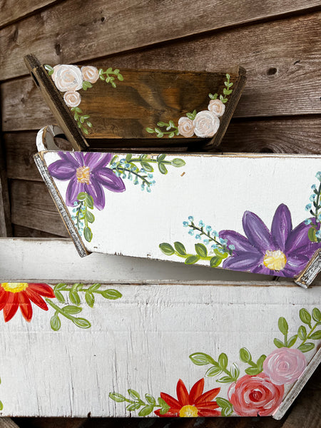 Hand Painted Wooden Baskets